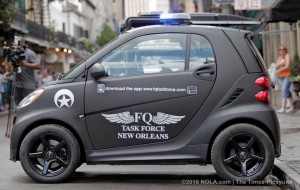 One of the new French Quarter Task Force's smart cars is parked outside NOPD's 8th District station on Thursday, June 2, 2016 in New Orleans. The new cars will replace the patrol's Polaris vehicles. (Photo by Brett Duke, Nola.com | The Times-Picayune)
